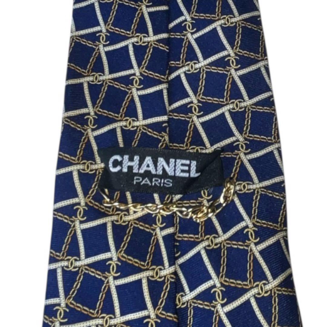 CHANEL PARISイタリア製 ダナイ ネイビー 幾何学模様 ネクタイ - メルカリ