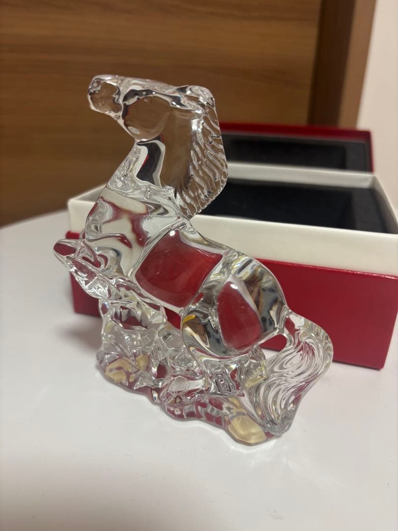 Baccarat バカラ　馬 Baccarat バカラ 干支 馬 クリア・大理石 台座 20×12cm オリジナル