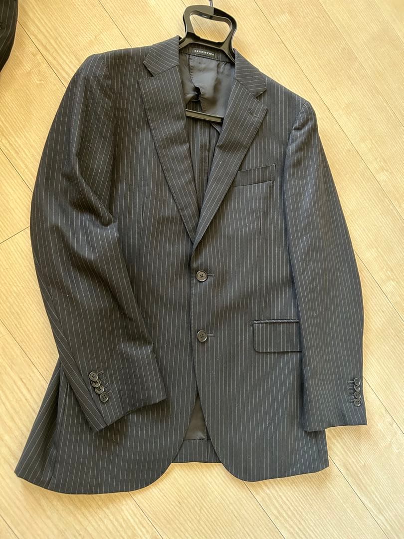 新品 ヒルトン ツーパンツ スーツ YA6 ネイビー ストライプ HILTON