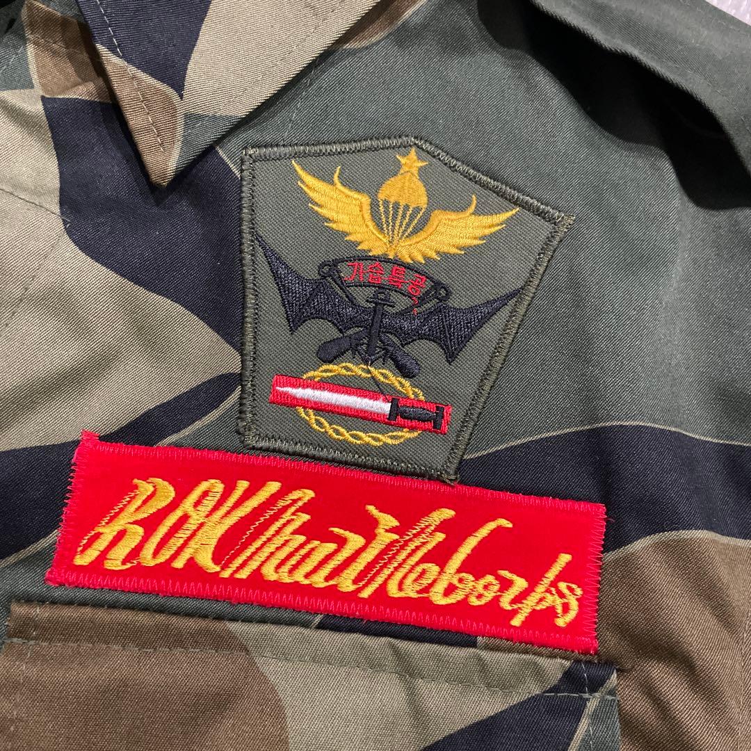 美品 80s 韓国軍 海軍海兵隊 迷彩 ミリタリージャケット パッチ 刺繍