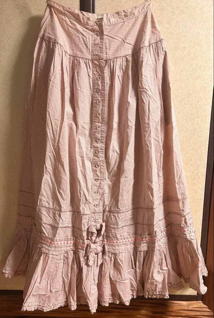 ピンクハウス チェック 綿フリルロングスカート PINK HOUSE（ピンクハウス）の「PINK HOUSE×misako aokiチェック