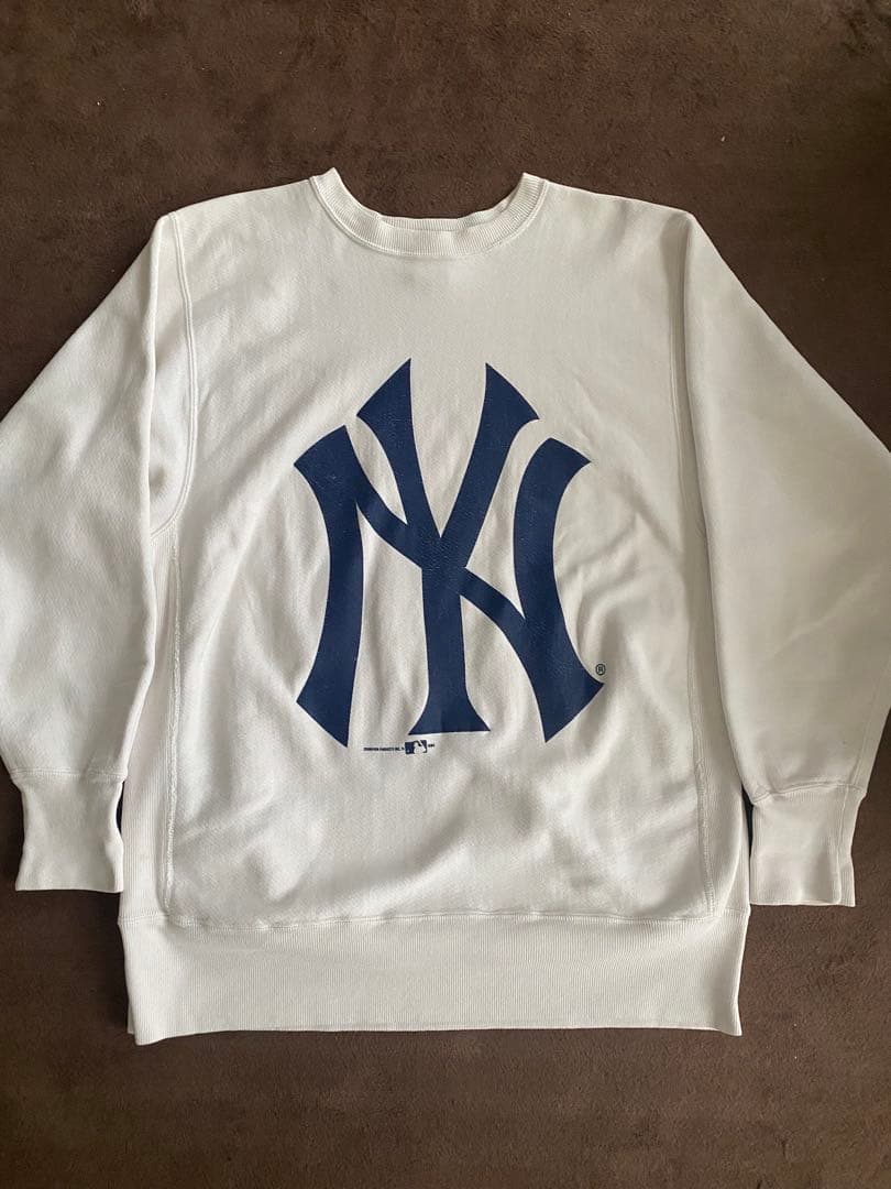 90s vintage チャンピオン リバースウィーブ ヤンキース XL 極上サイズ 90s チャンピオン リバースウィーブ XL スキー 刺繍