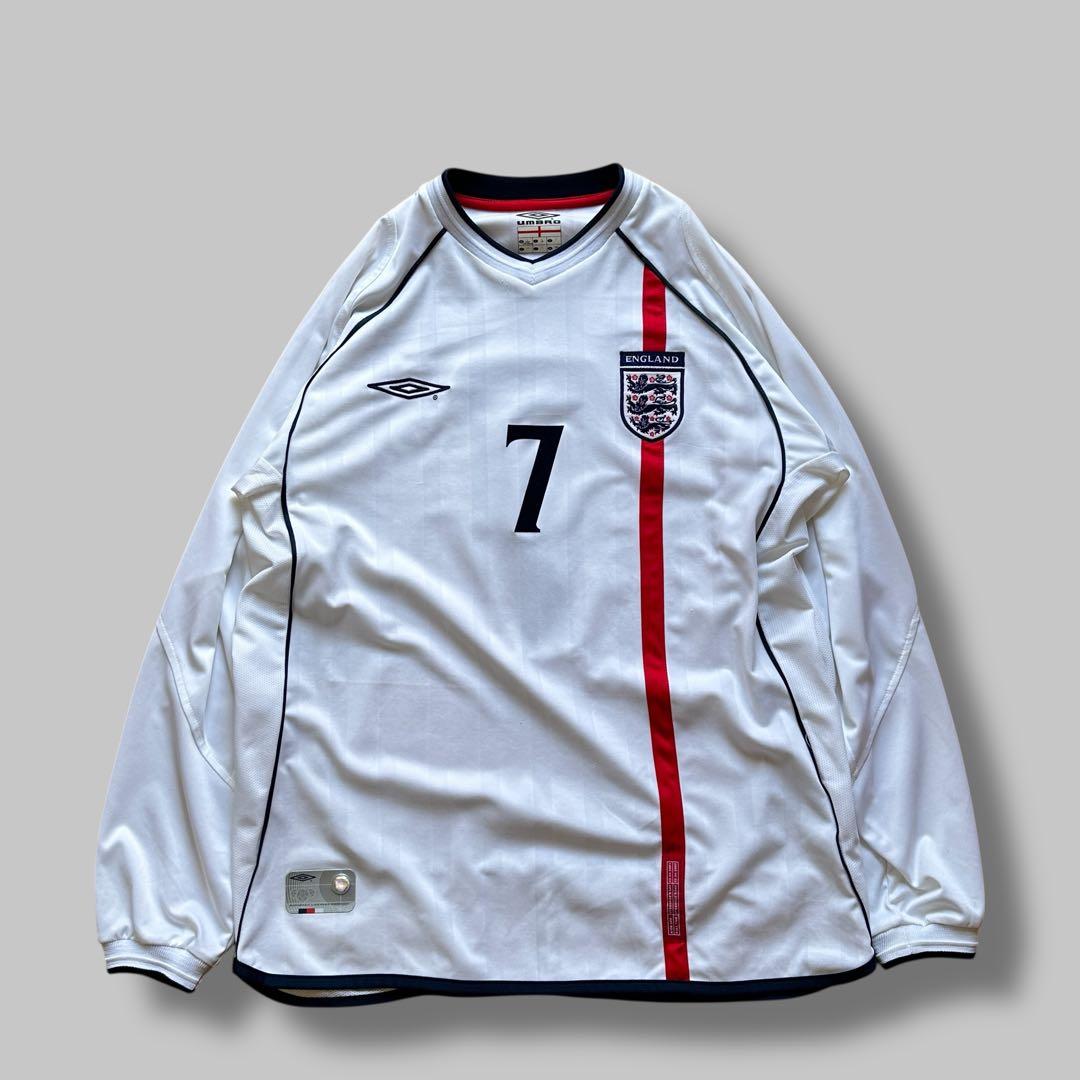 00s UMBRO イングランド代表 ゲームシャツ 長袖 ベッカム 7番 1998年 イングランド ホーム ベッカム 7-KICKO – Kicko