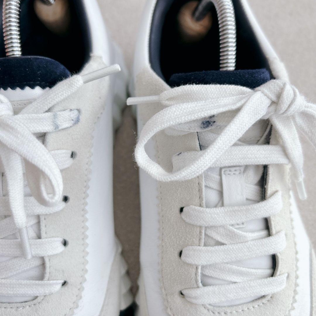 HERMES エルメス　バウンシング　スニーカー　レザー　白×紺　26.5cm