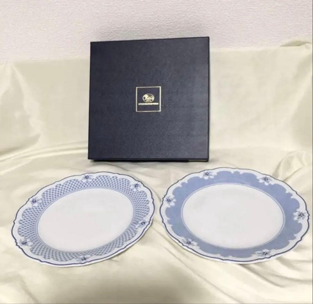 フッチェンロイター　ケーキ皿　プレート　2枚　セット　未使用品　エステール フッチェンロイター エステール 中皿 ケーキ皿 リム 21cm 青 ブルー