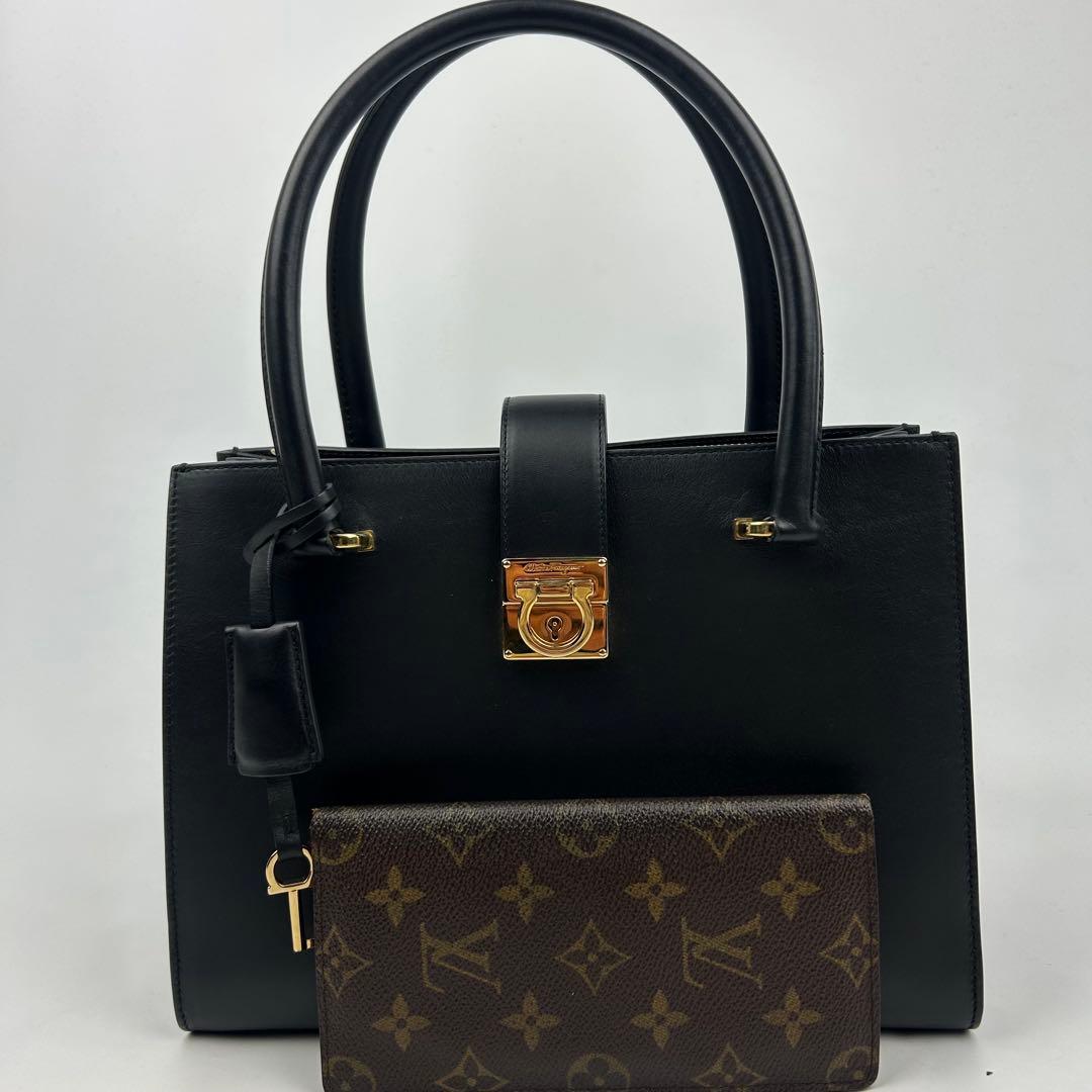 美品】フェラガモ ハンドバッグ トートバッグ レザー ジュリエット
