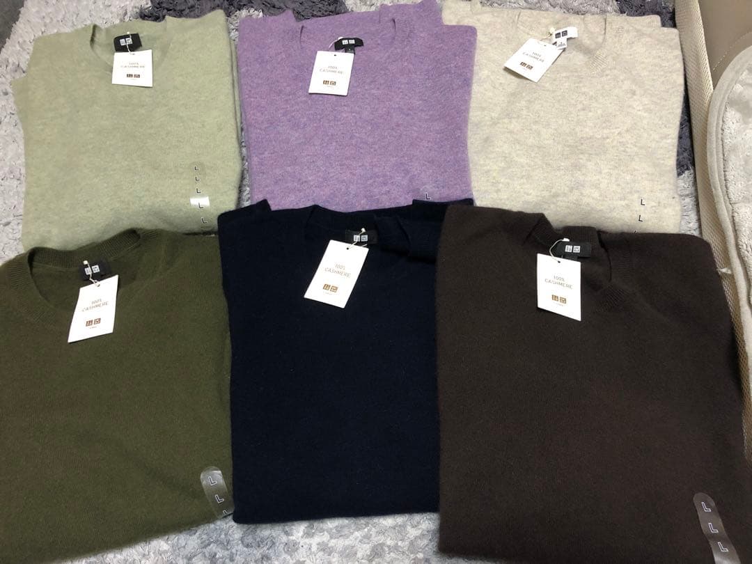 ポ*コ様 ユニクロ　カシミヤ100% ニットセーター Lサイズ 6色セット　新品 UNIQLO ユニクロ カシミヤ 100% クルーネック ニット セーター 良色