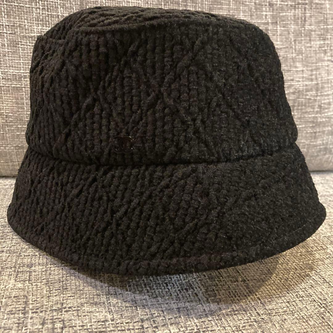 シャネル　バケットハット CHANEL（シャネル） 美品/国内正規 コットン ロゴ バケットハット 帽子