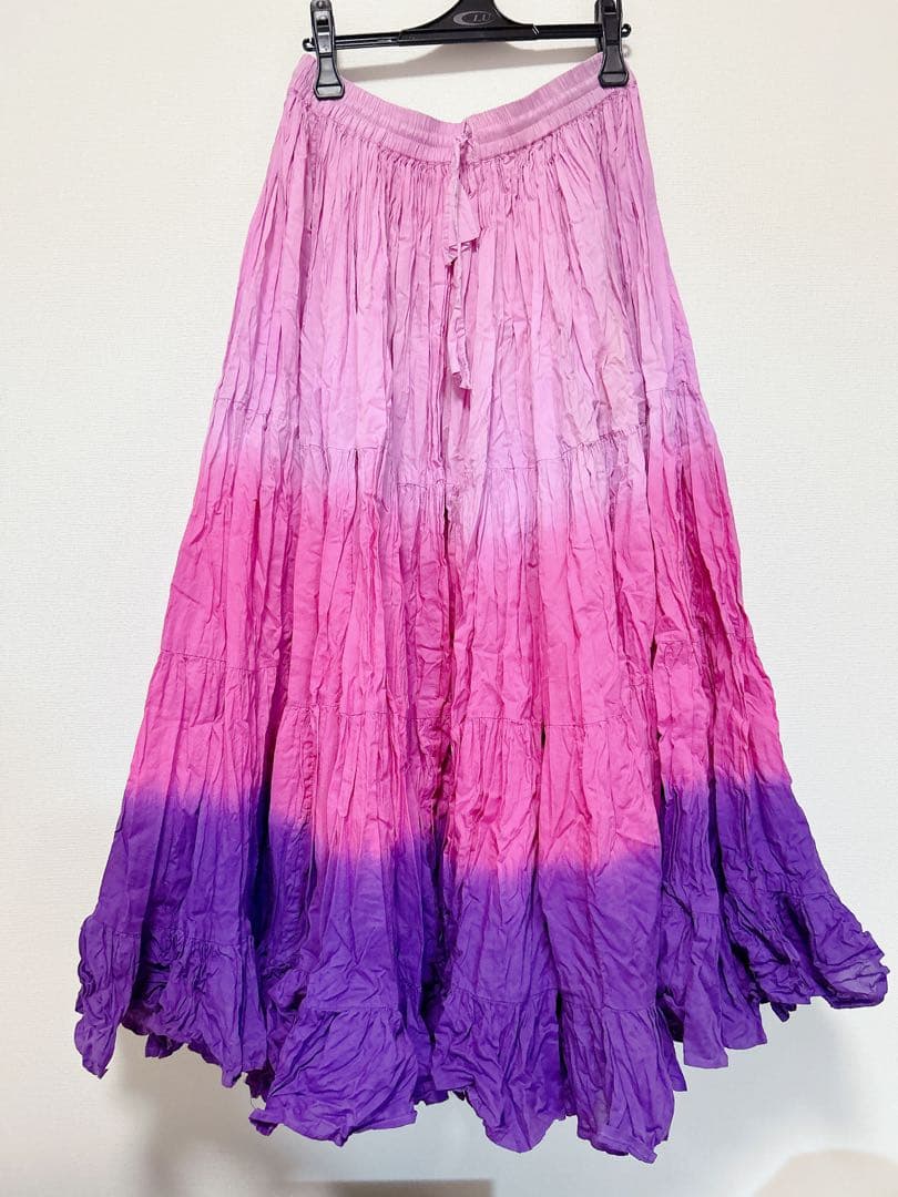 ベリーダンス　ジプシースカート　25ヤード　ピンク紫グラデーション ベリーダンス ジプシー スカート 25ヤード インド製 コットン