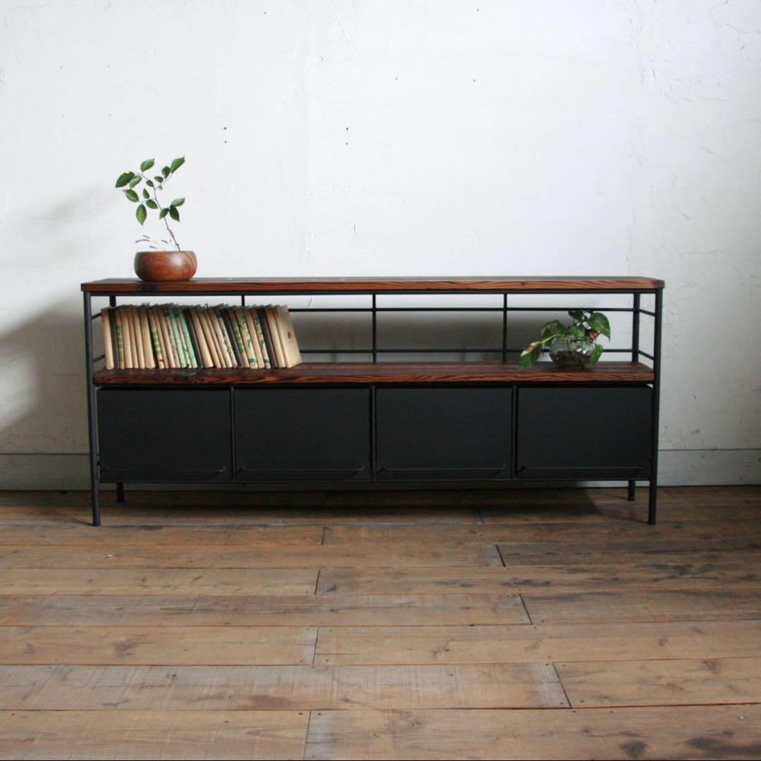 アイアンのドロワーシェルフ EARL アール アイアンのドロワーシェルフ＃杉板 棚2段タイプ | EARL