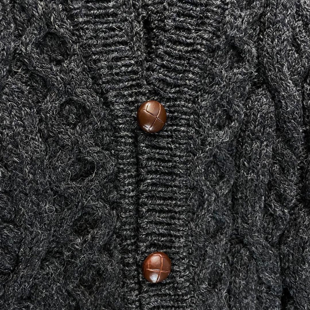 【L】 アイルランド製 L.L.Bean アラン ニット ウール カーディガン