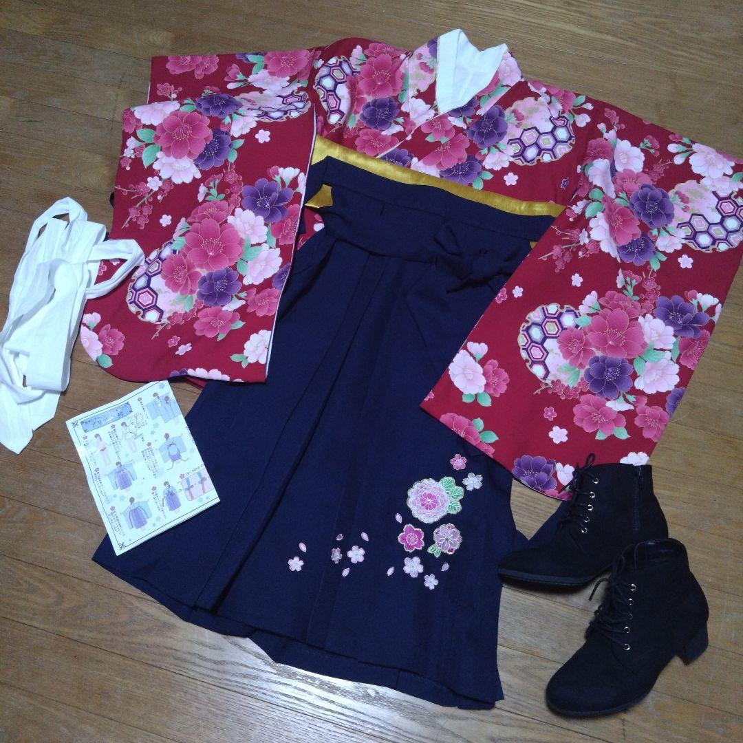 MK120★アリサナ★赤色花柄袴＆紺花刺繍袴 arisana（アリサナ） 袴セット 袴 小学校卒業式 セット 小学生 卒業式