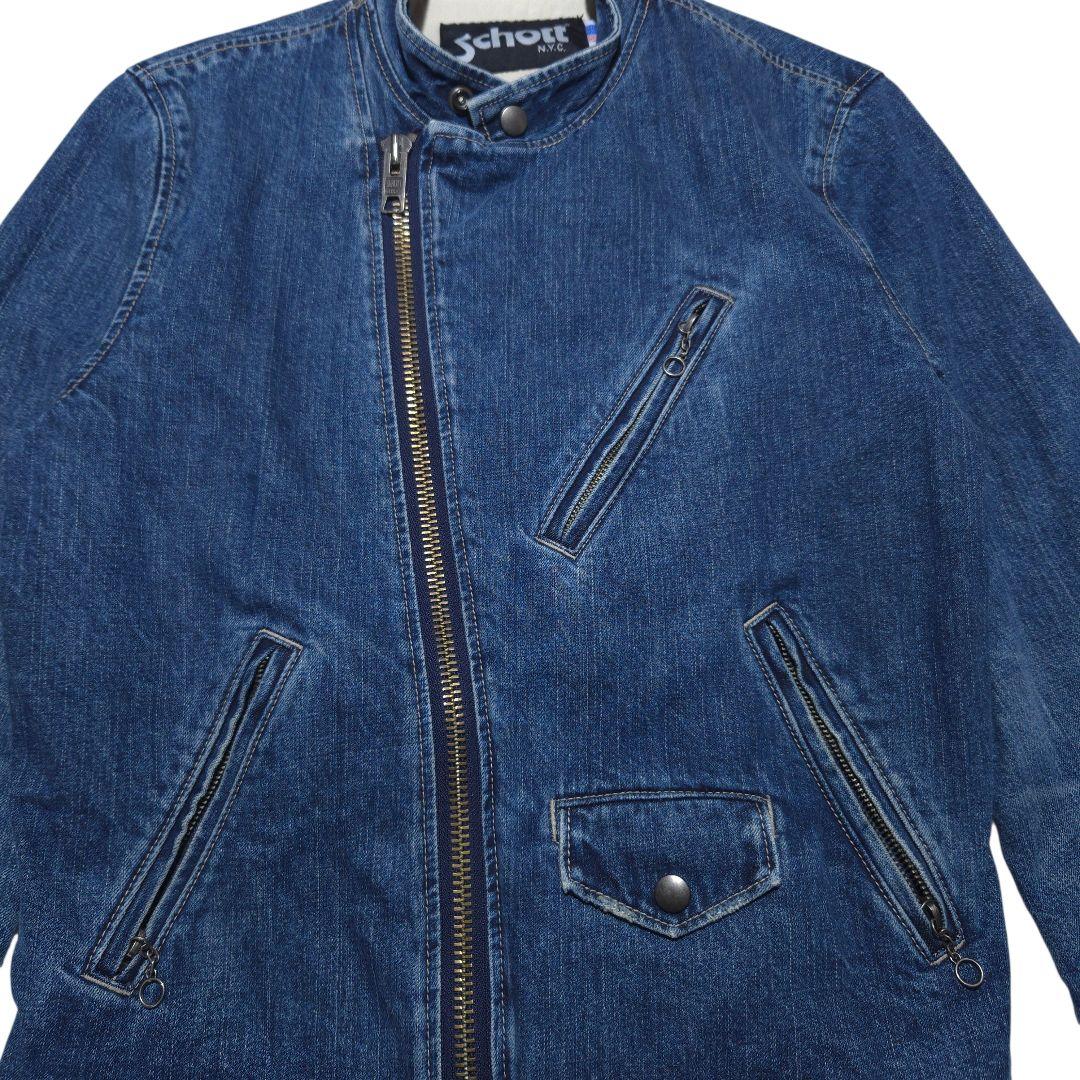 Schott N.Y.C. デニムライダースジャケット ダメージ加工 ショット