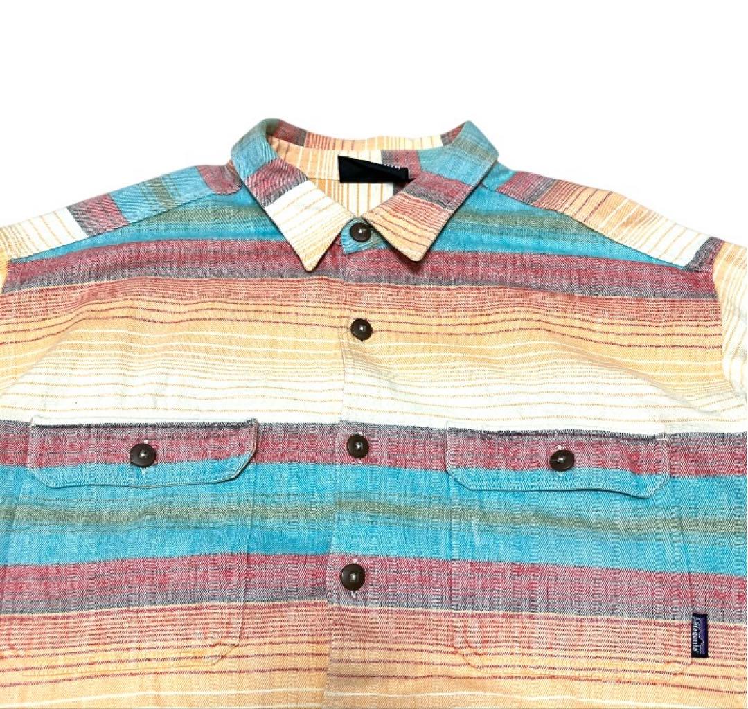 Patagonia ネイティブ柄 サニーストライプ ポルトガル製 ネルシャツ M
