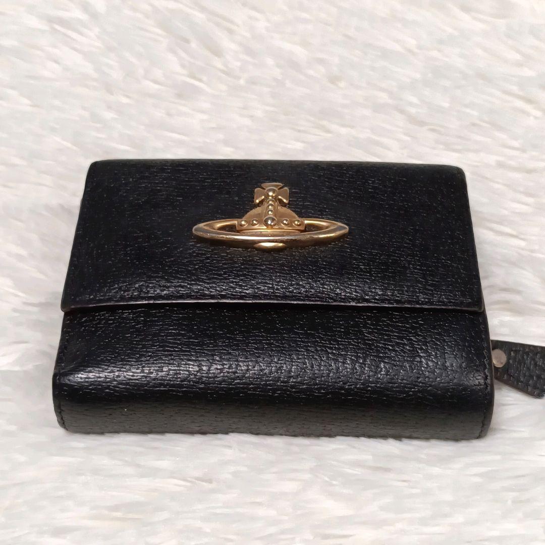 VivienneWestwood 三つ折り財布 オーブ ブラック レザー Vivienne Westwood 三つ折り財布 ブラック レザー オーブ 黒 - メルカリ