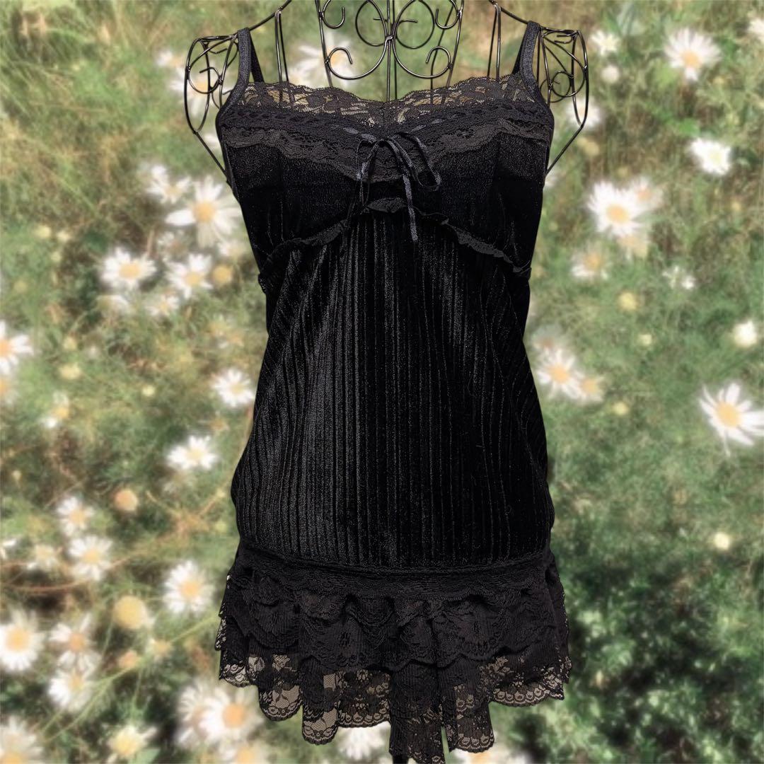 キャミソール ベロア フェアリーグランジ y2k 平成ギャル ダークコア