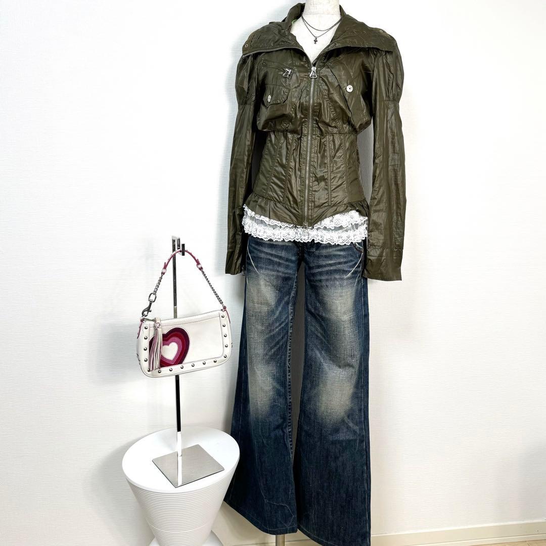 y2k✨️ 00s DIESEL ダブルジップ ナイロン コルセット パーカー