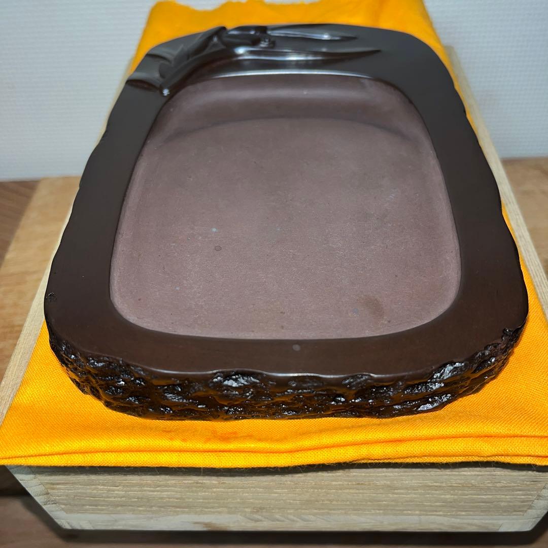 ⭕️赤間硯 蘭文研 伝統工芸士 下井唯石 新品美品 1.2kg超 共桐箱