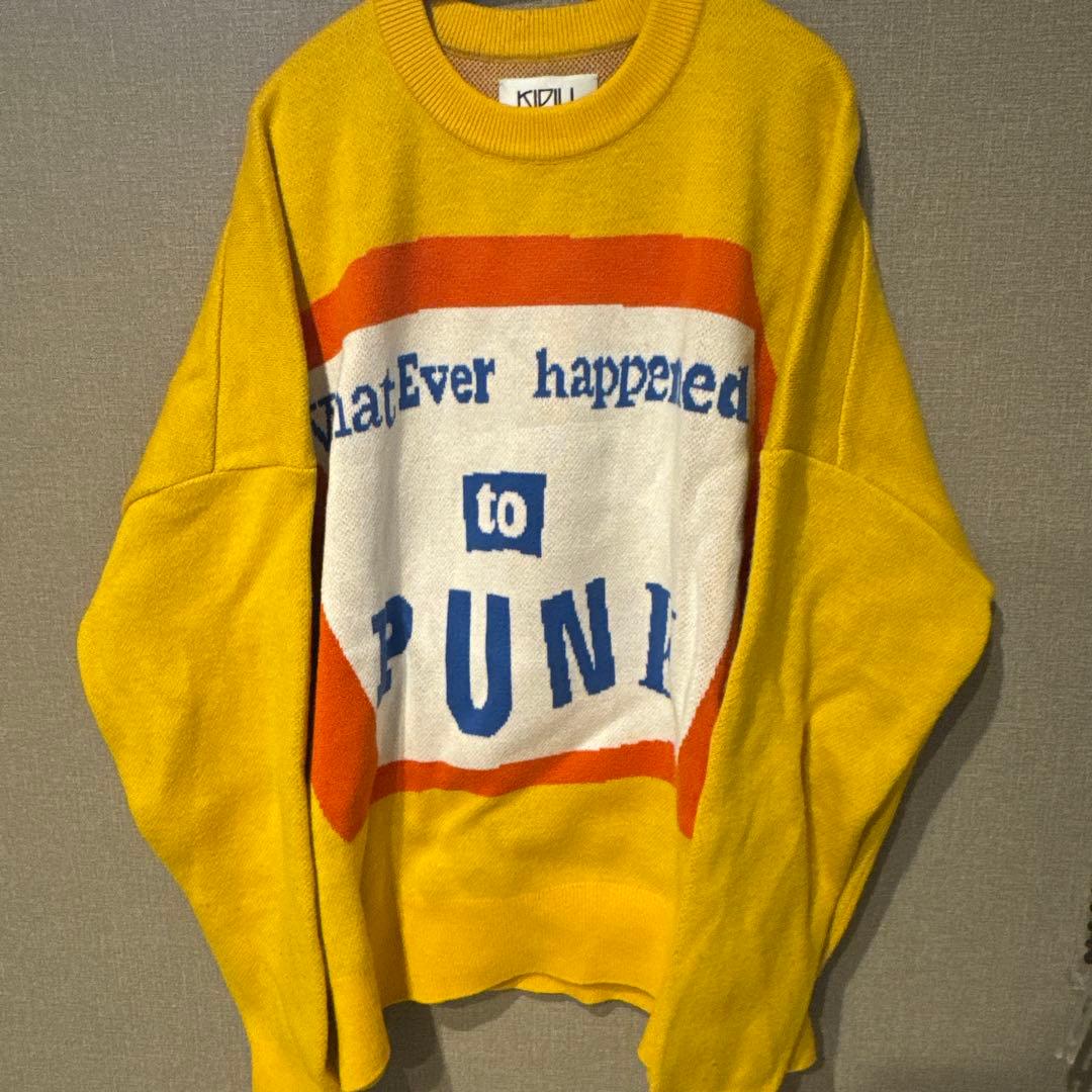 KIDILL PUNK what ever happenedセーター イエロー 洗える】ダブルフェイスクルーネックモールニット