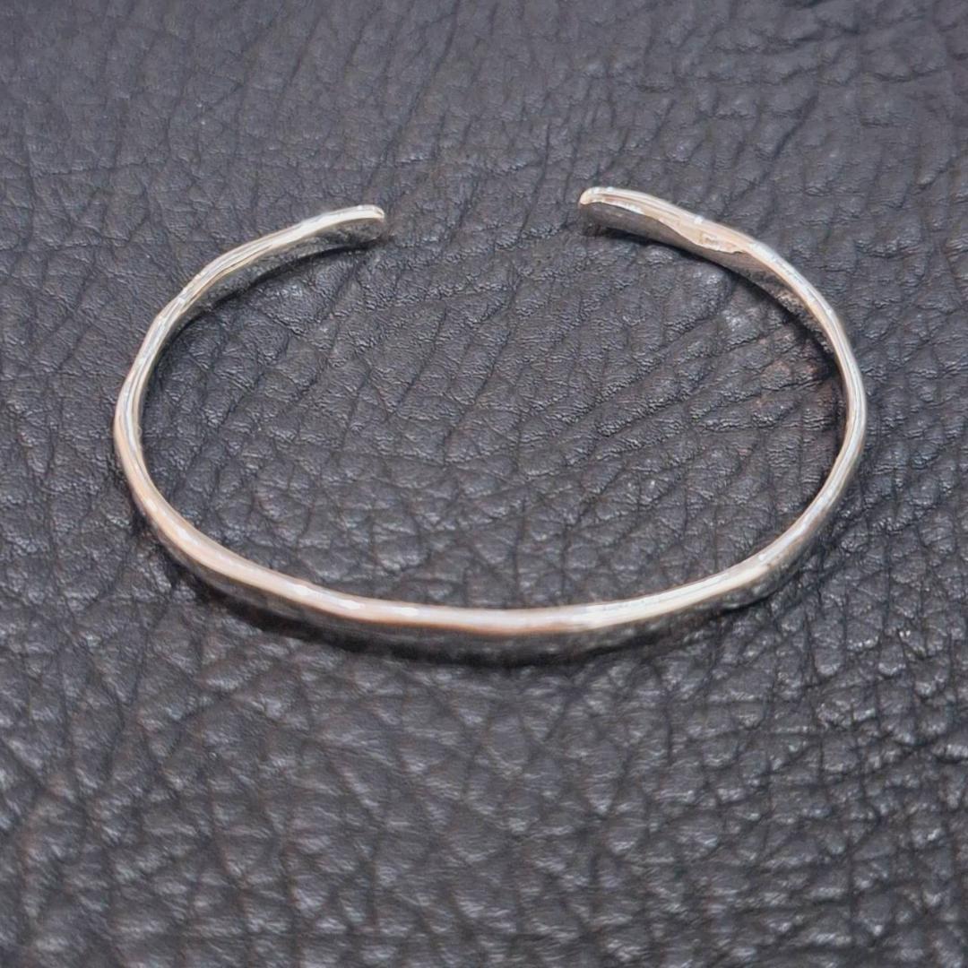 シルバー925刻印 バンブー バングル ユニセックス フリーサイズ調整可