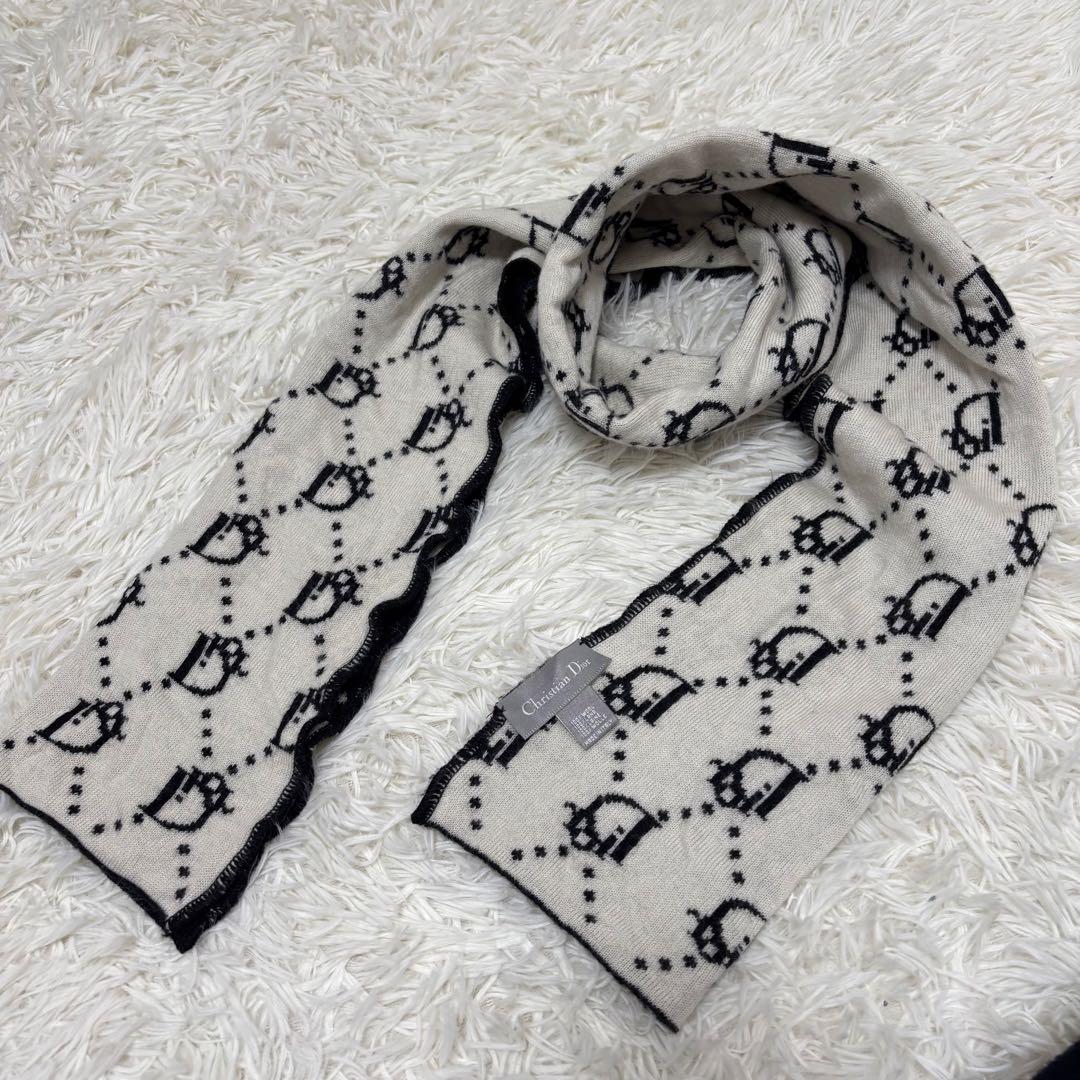 クリスチャンディオール トロッター柄 リバーシブル ウール マフラー
