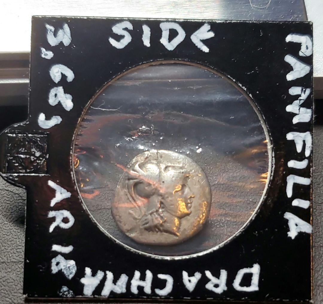 古代  ギリシャ パンフィリア シデ ドラクマ アテナ MS 5/5 4/5】紀元前440年?404年 古代ギリシャ アッティカ 女神アテナ