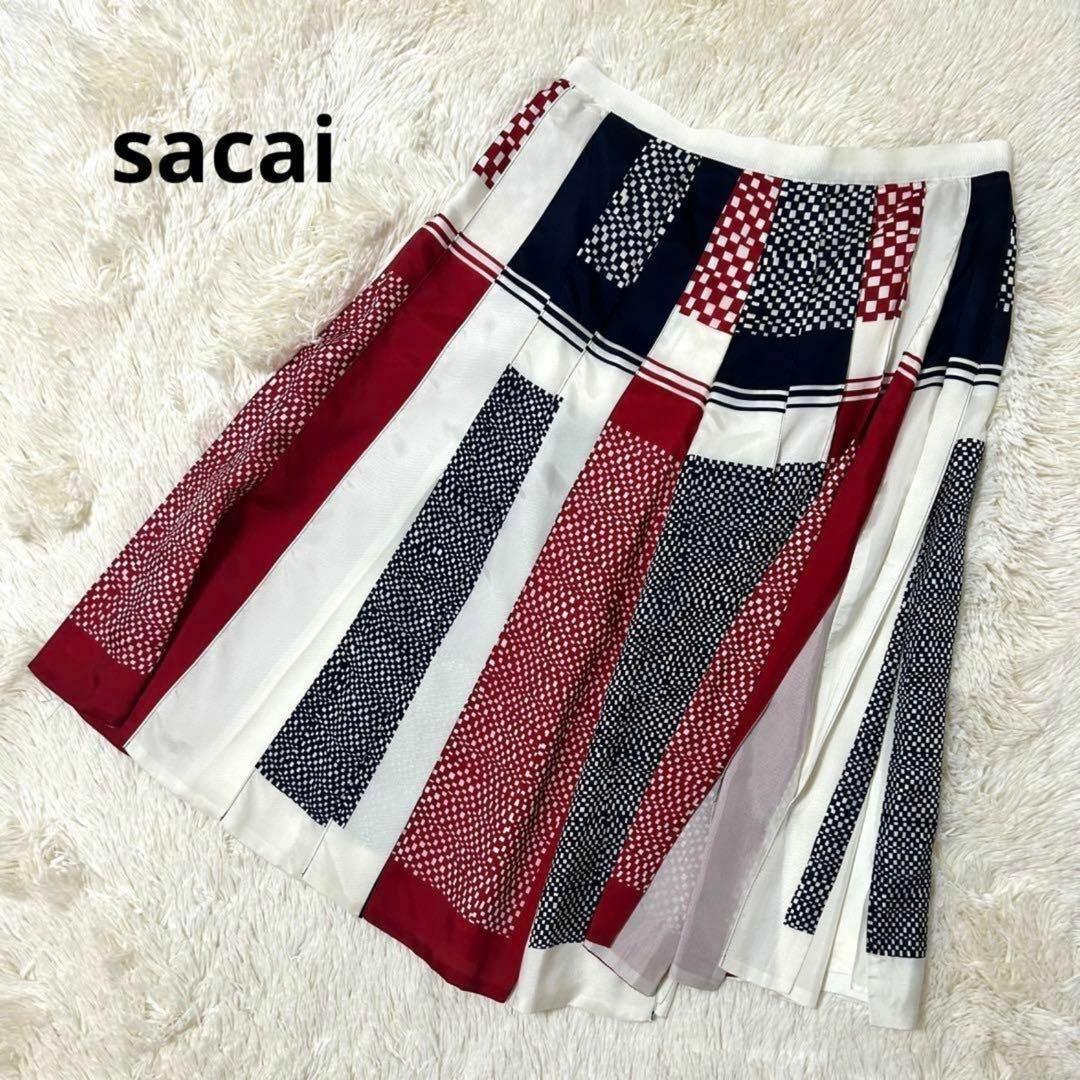 美品　サカイ　Sacai 白　チェック柄　プリーツ　キュロットスカート￼ Sacai × Carhartt WIP サカイ 23AW Pleated Skirt プリーツスカート 1