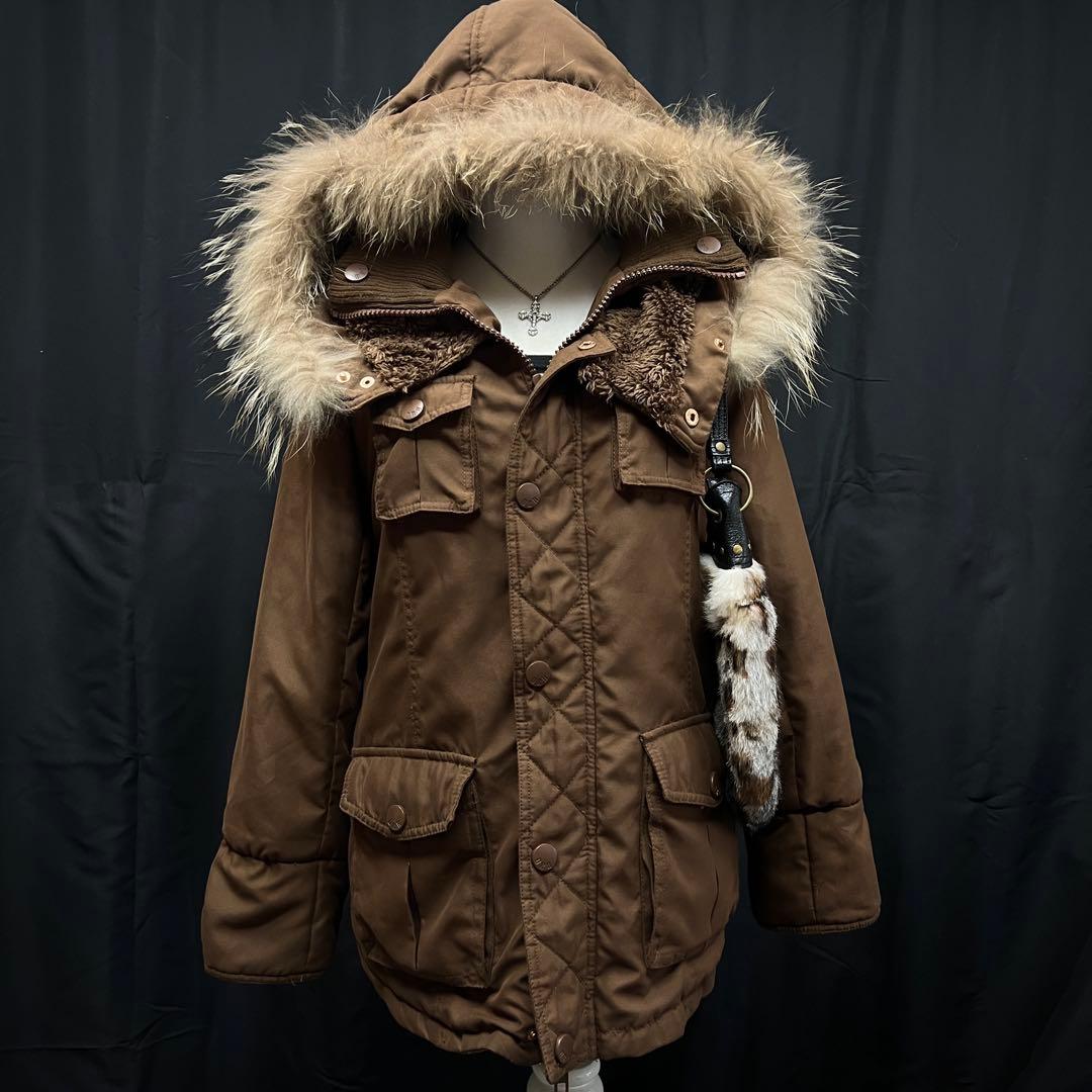 平成ギャル y2k フェアリーグランジ モッズコート ファー付き ブラウン