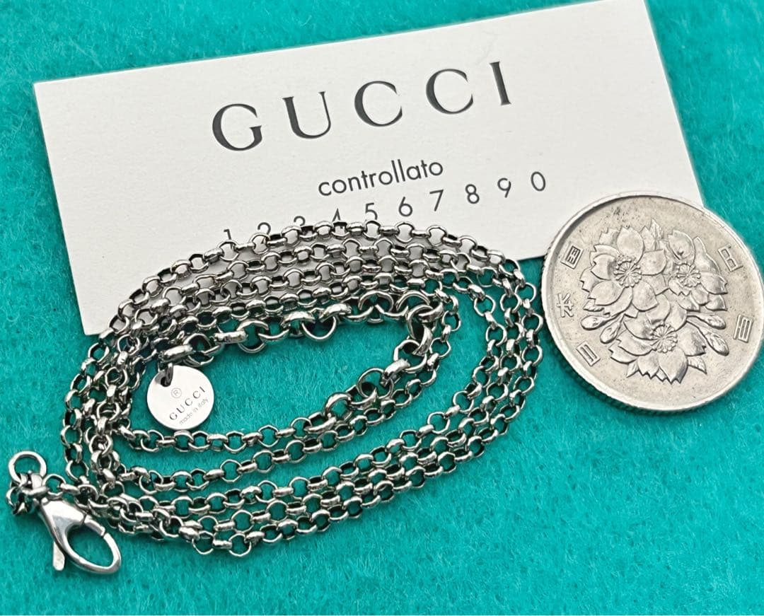 美品 GUCCI 2.2ミリ クロームチェーンネックレス - メルカリ