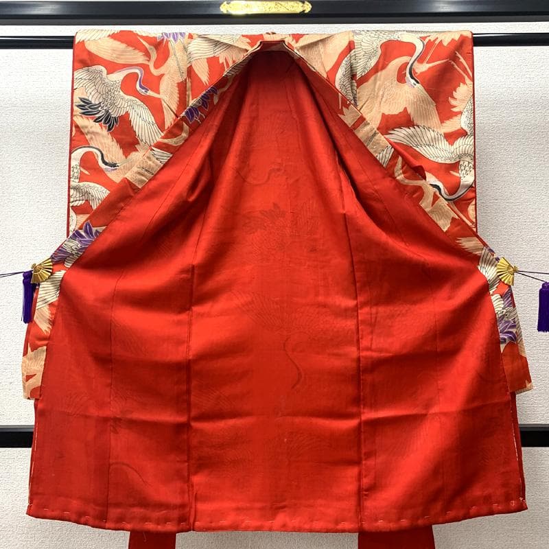 507ax9□お宮参り アンティーク 女児 長襦袢付 七五三にも 鶴□状態