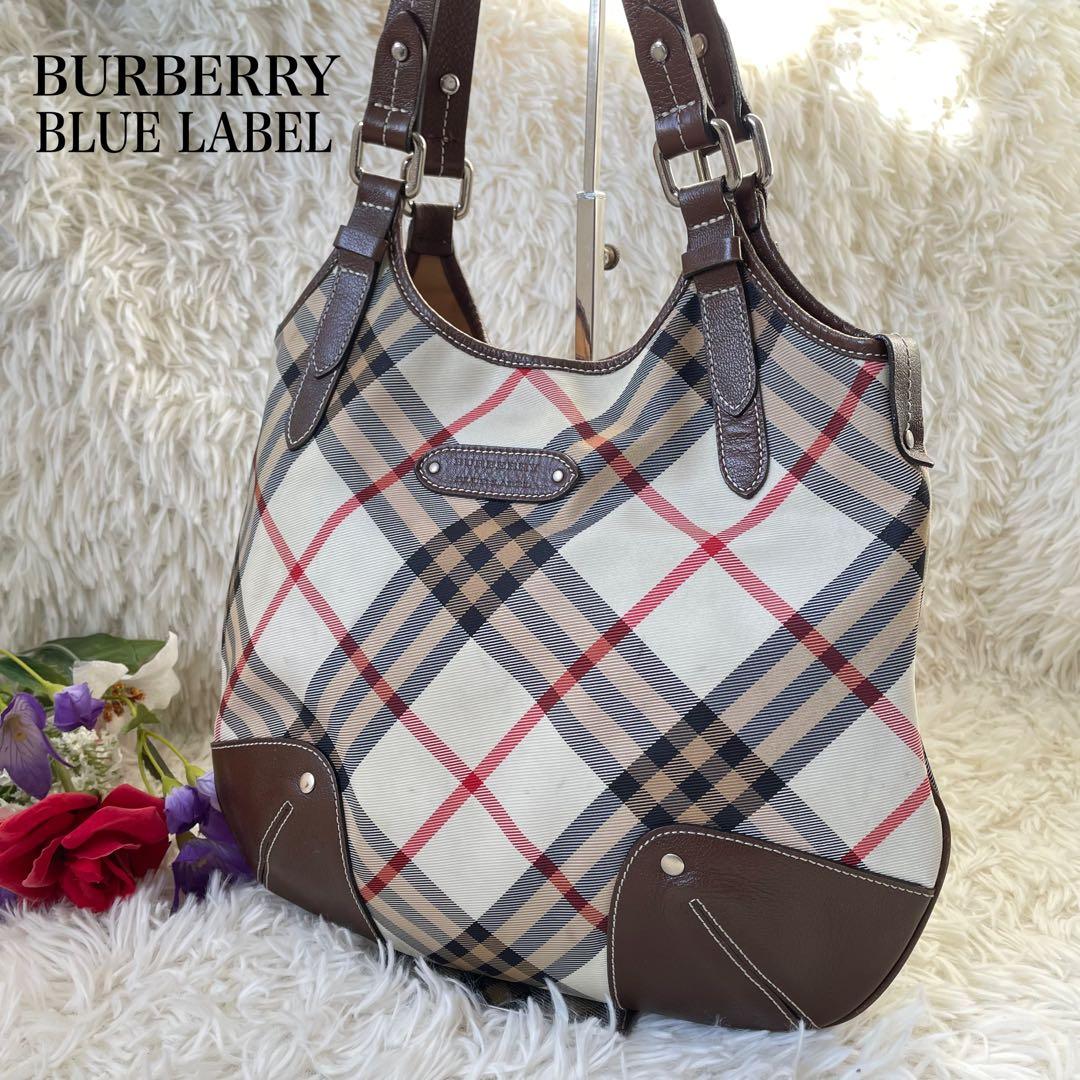 BURBERRY BLUE LABELバーバリーノバチェックトートバッグ肩掛け可 バーバリーブルーレーベル ノバチェック バケツ型トートバッグ