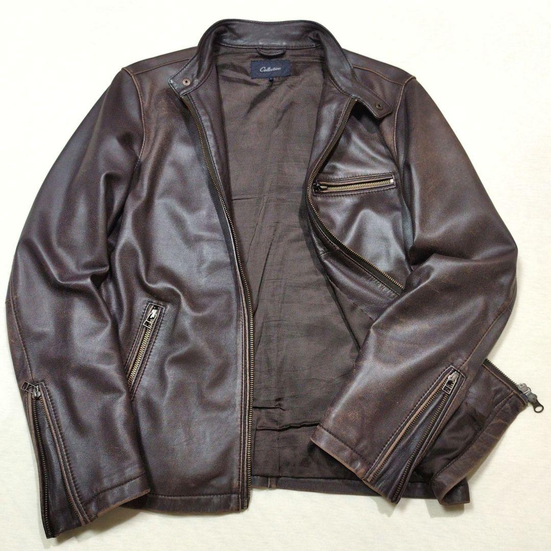 コレクティブ メンズビギ シープスキンライダースジャケット ユーズド
