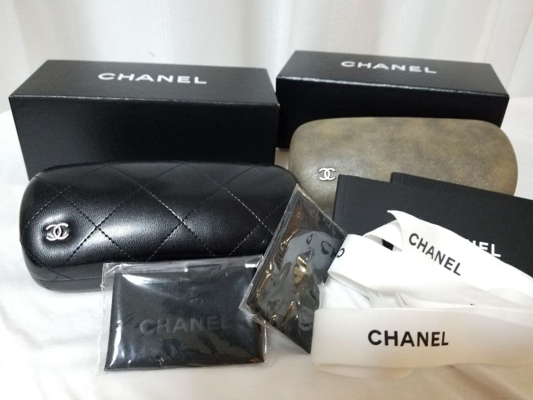 新品未使用 美品 革シャネルサングラスケース２点セット付属品ブラックココマーク CHANEL シャネル サングラス スクエア シェイプ ココマーク テンプル