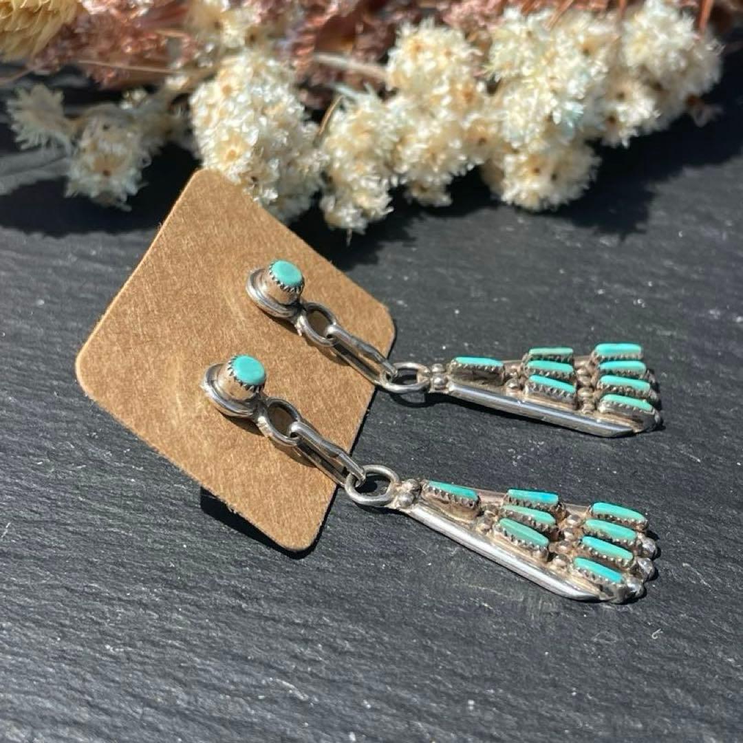 新品 ズニ族 Zuni インディアンジュエリー ピアス ターコイズ シルバー