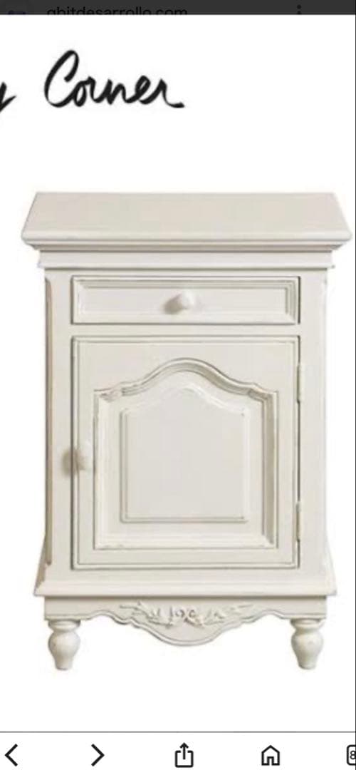 フレンチシャビー ホワイトキャビネット フレンチシャビー脚付きホワイトキャビネット【Diana】扉＋引き出し