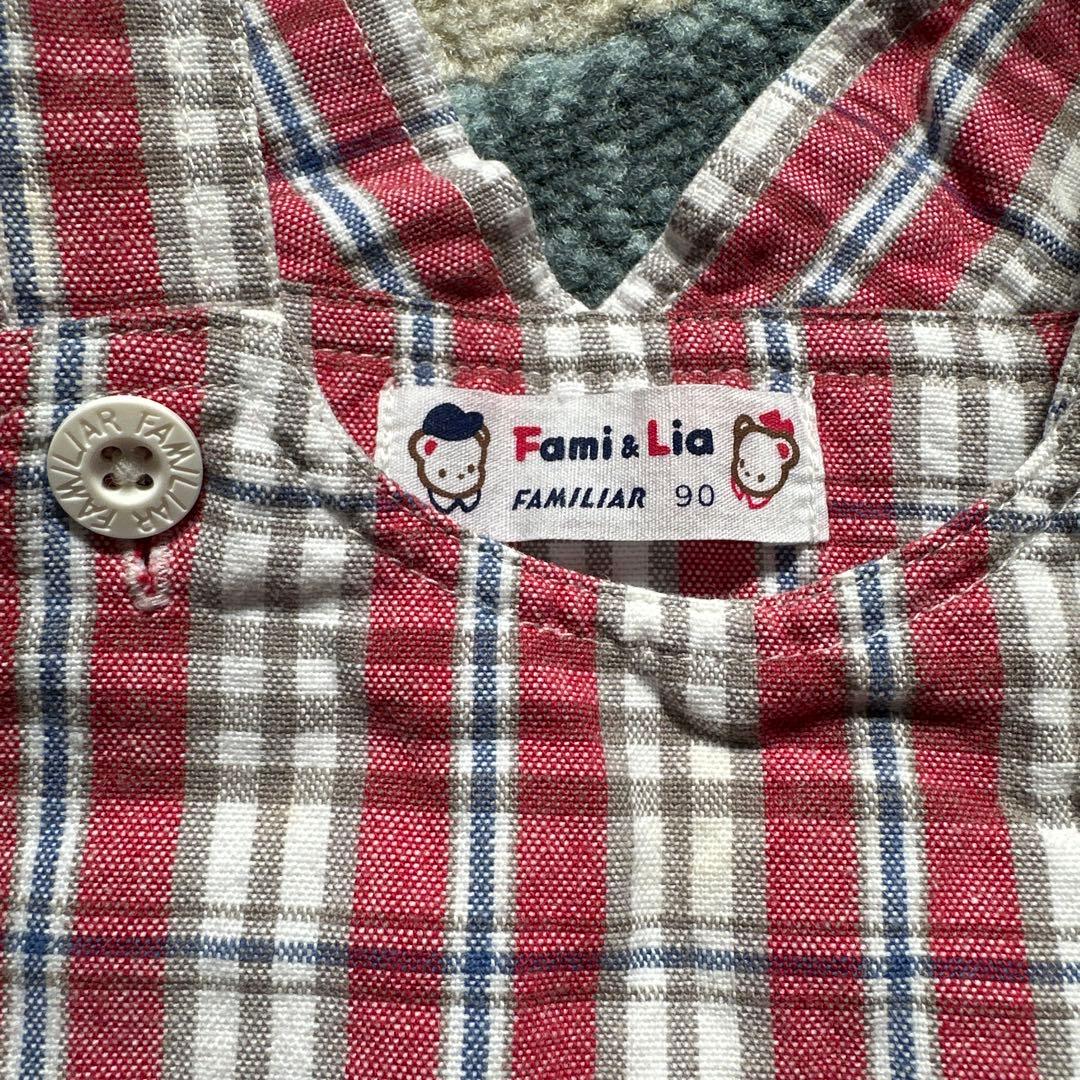 旧タグ ファミリア 定番 赤チェック ジャンパースカート 90 レトロ