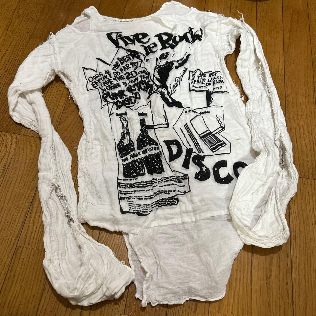ビンテージハードコアパンクバンドガーゼシャツ白チャーミーラフィン
