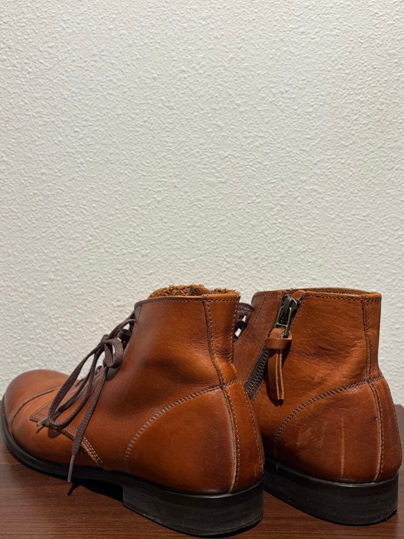 ARGIS アルジス 日本製 サイドジップ レースアップブーツ 本革