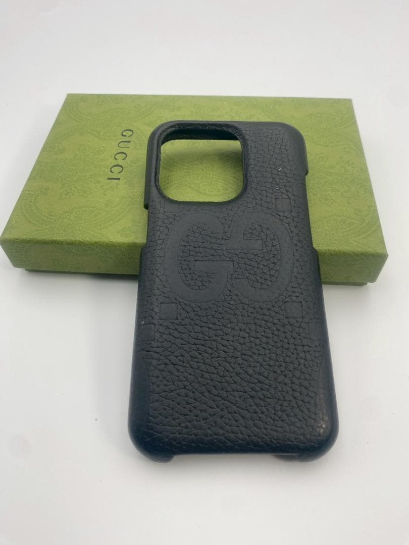 GUCCI iPhone15Pro ケース ジャンボGG 黒 レザー グッチ風 iphone15/15pro ケース おしゃれ メンズ iphone 黒 に 合う