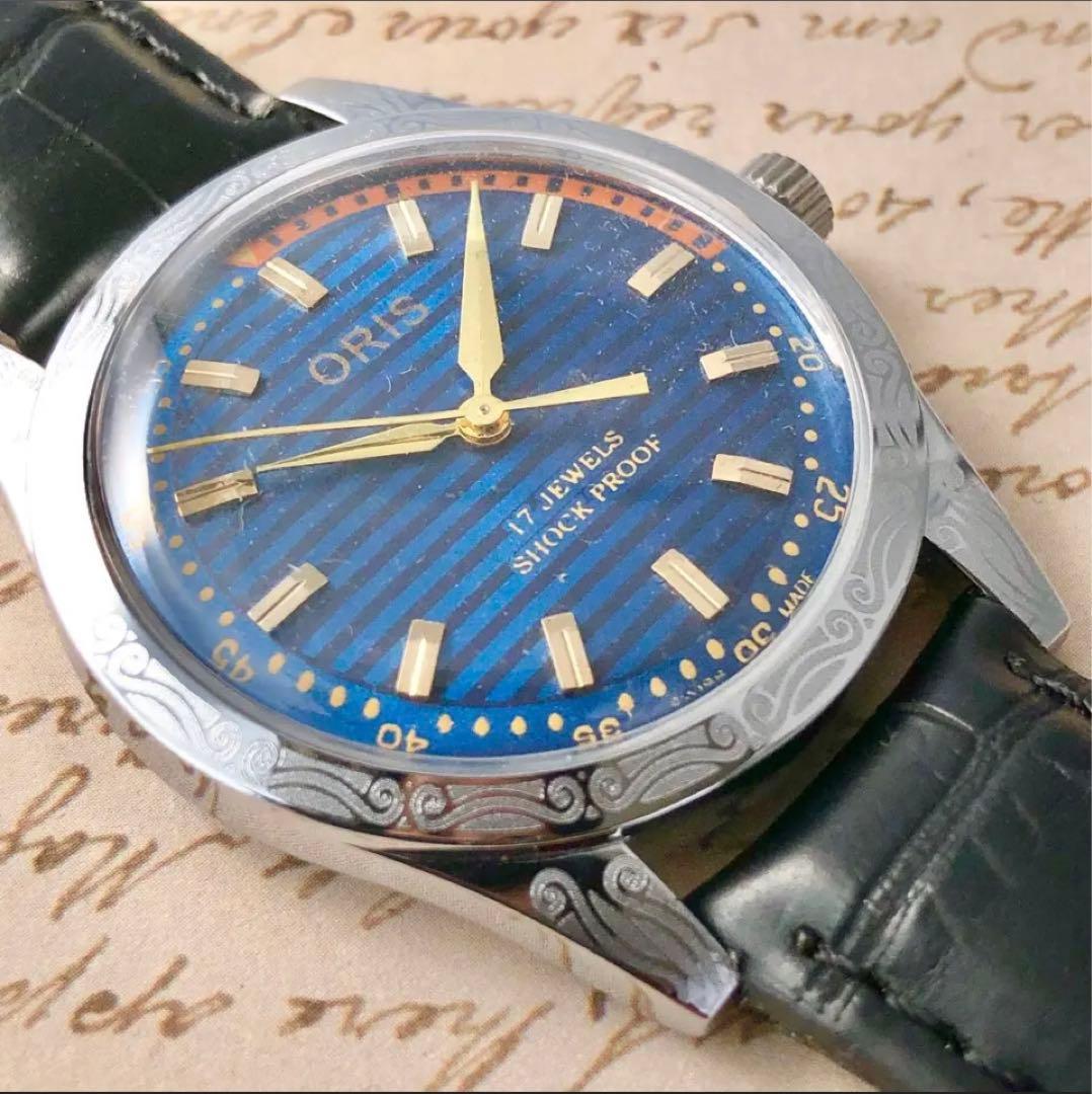 ○美品！○オリス□ORIS手巻き機械式1980年代ヴィンテージメンズ腕時計