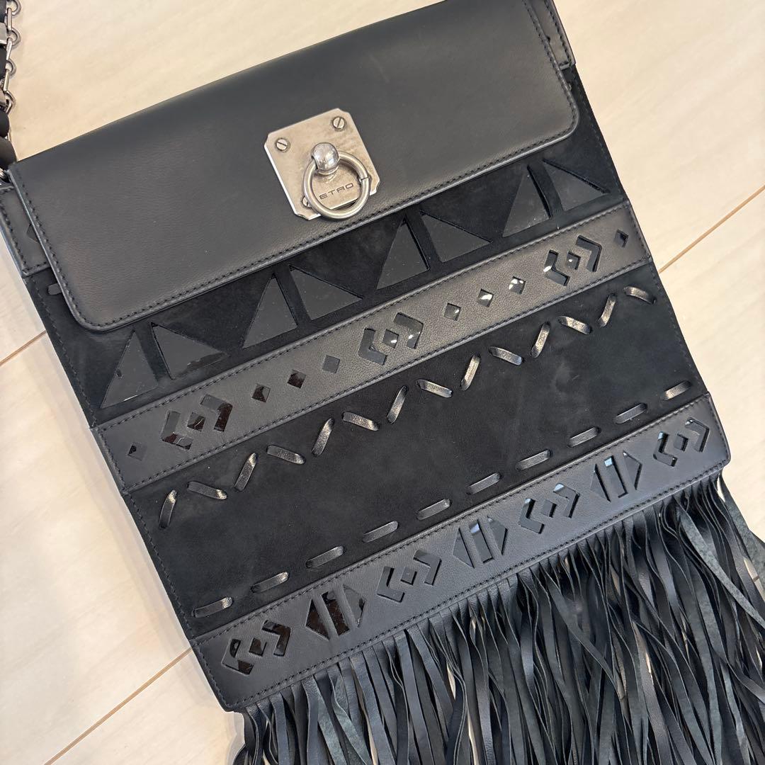 ETRO フリンジバッグ 個性派 ETRO（エトロ） 美品 フリンジ マルチカラー シルバー金具 ナイロン