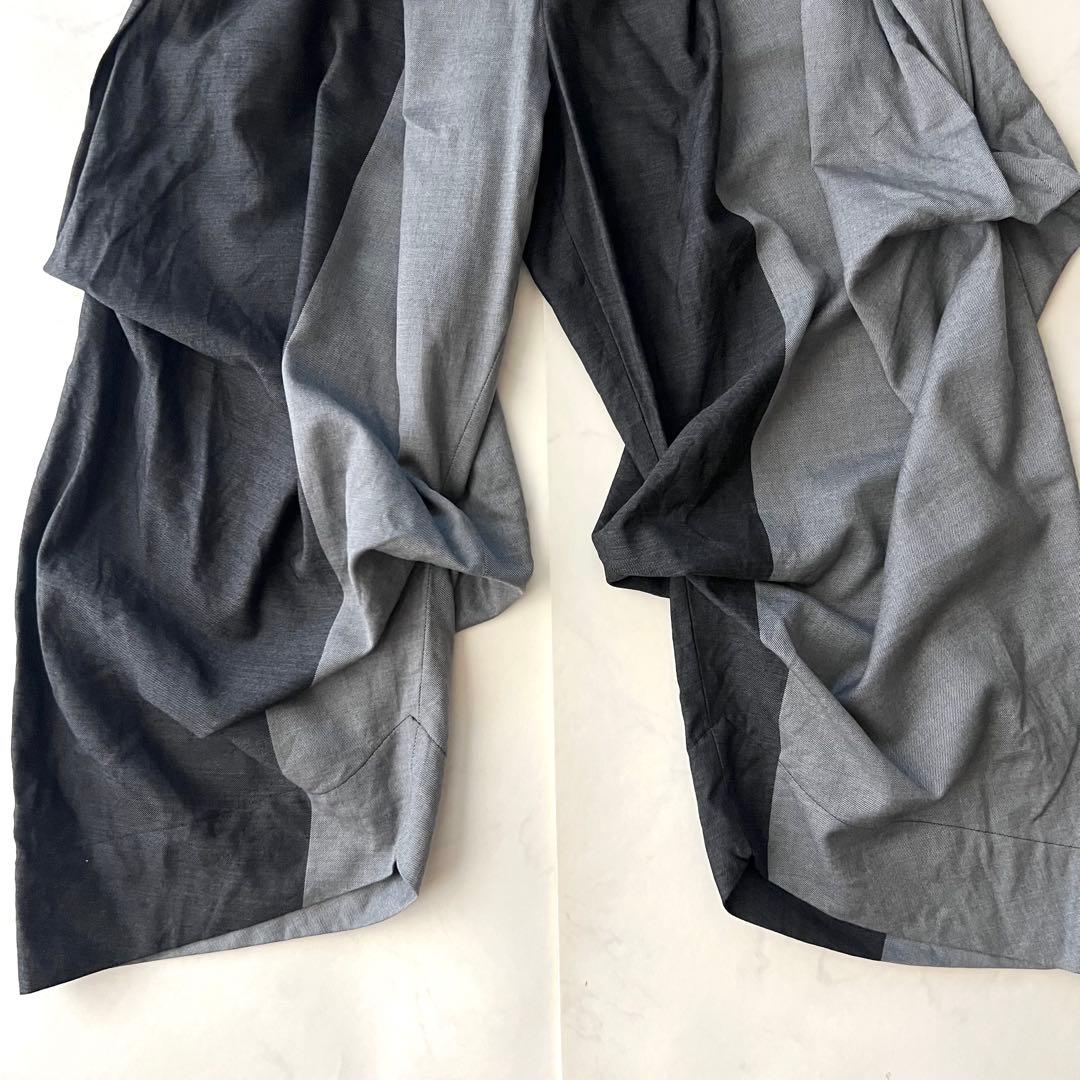 美品 イッセイミヤケ サルエルパンツ 変形 クレイジーパターン ベルト