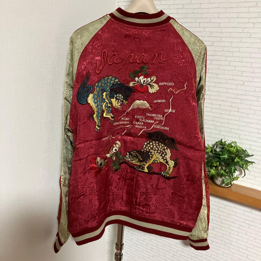 花旅楽団　スカジャン　リバーシブル　レーヨン　ジャガード織り　唐獅子牡丹　鶴 m20145477740_1.jpg?1762148215