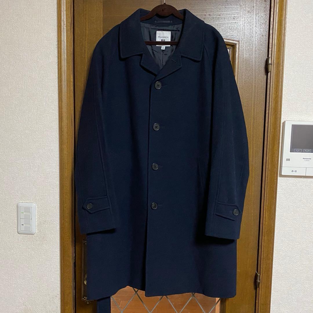 ユニクロ JWアンダーソン ウール混ステンカラーコート ネイビー L