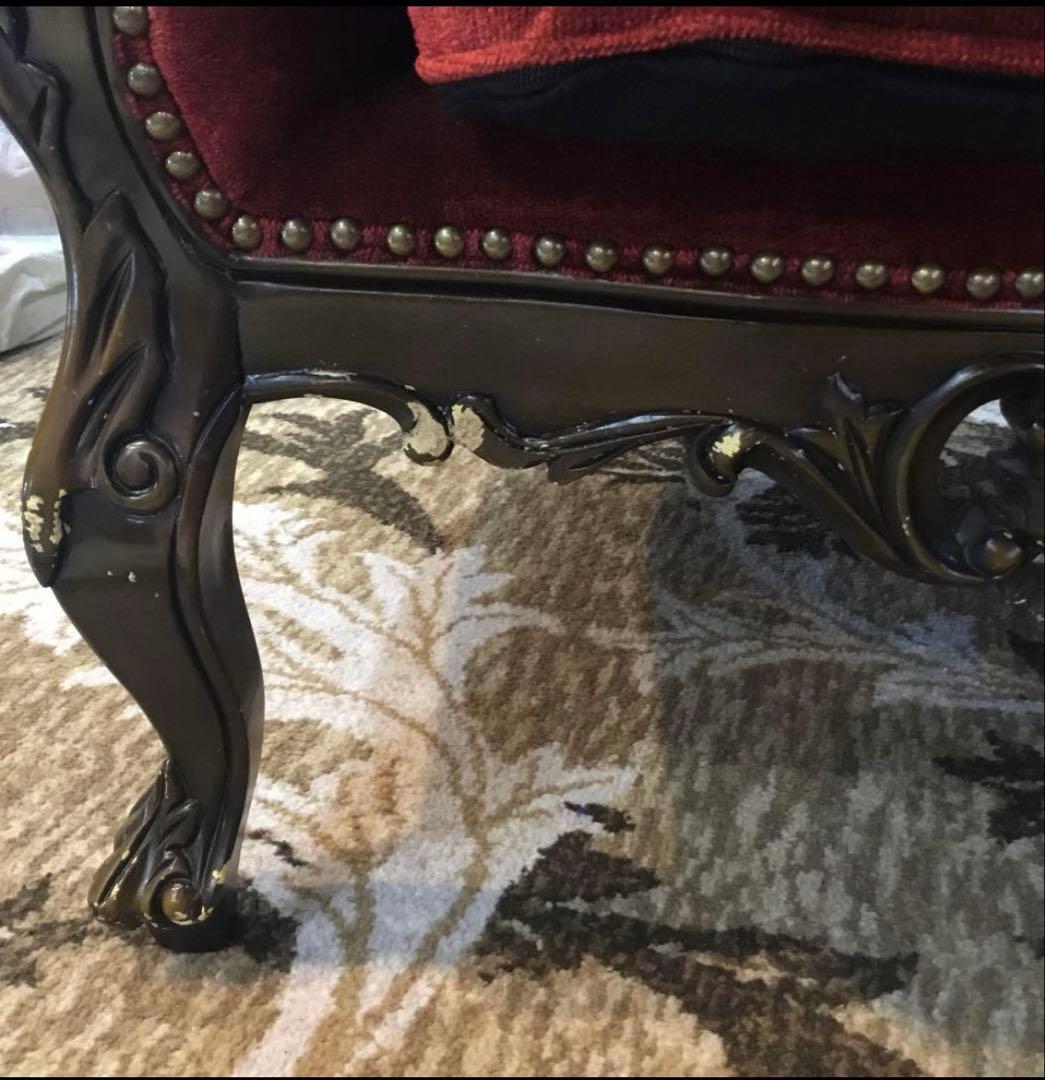 アデム様専用】SYMPHONY ロココスタイルソファ 赤(やや汚れ傷あり