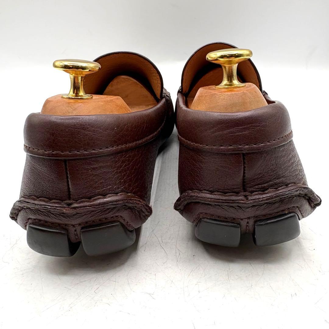 美品✨ PRADA 銀ロゴ ドライビング コインローファー 【7】 茶 シボ