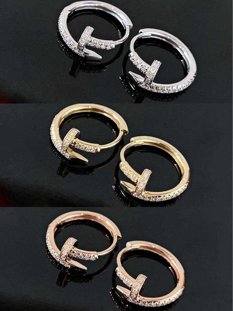 K18YG PG WG 天然ダイヤモンド　釘モチーフ　フープピアス　18金 楽天市場】K18YG/WG【0.16ct】ダイヤモンド フープ ピアス送料無料