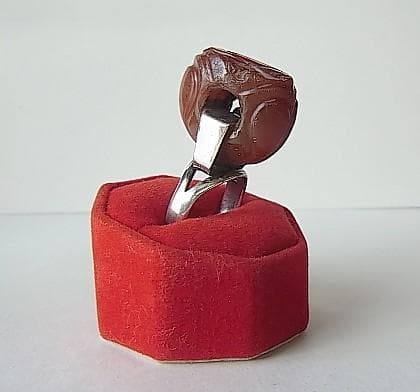 ☆Q2402☆13号 シルバー銀リング (A56) 古代 瑪瑙 印章 指輪