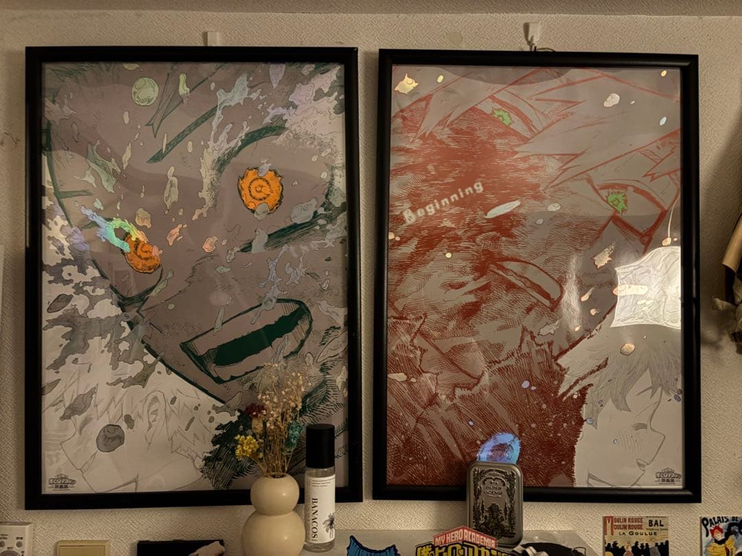 【額縁付き】ヒロアカ 原画展 アートポスター 緑谷出久 爆豪勝己 A2サイズ 堀越耕平『僕のヒーローアカデミア』原画展 5月26日公開グッズ① A2