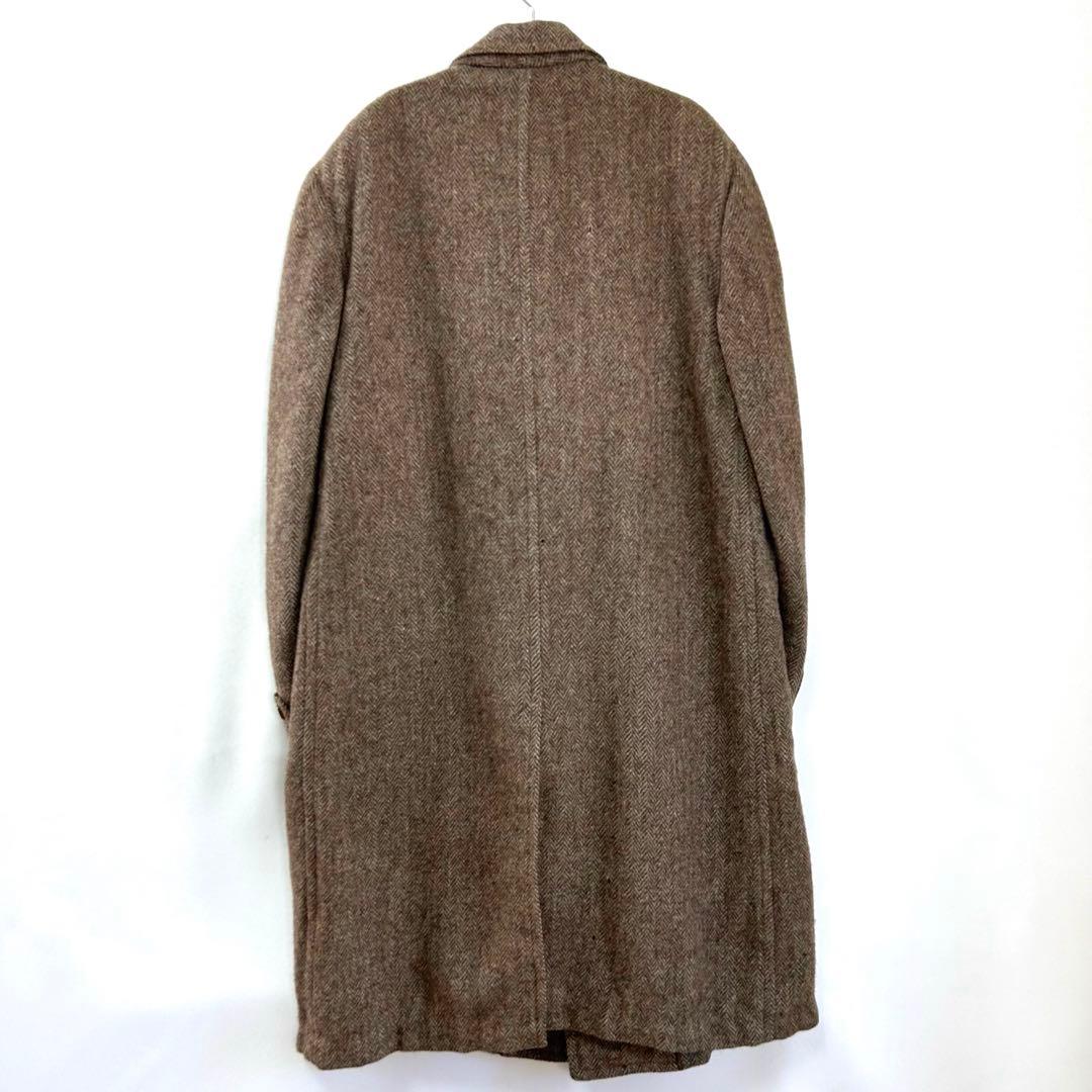 60s 70s USA製 ハリスツイード ヘリンボーン チェスターコート S16